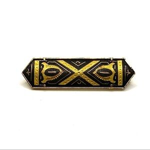 DAMASCENE VINTAGE Spanish Gold Black Trombone Pin